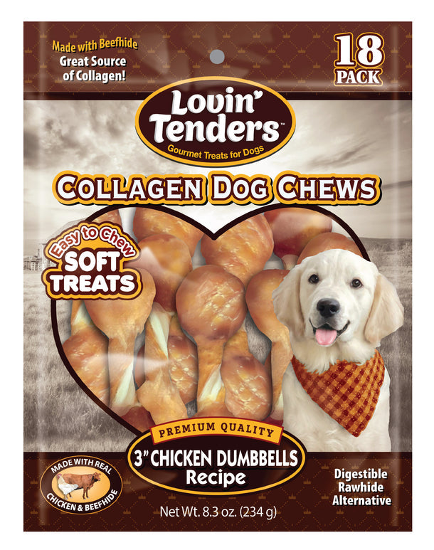 Lovin Tenders Collagen Dog Chews 3" Chicken Dumbbells Recipe