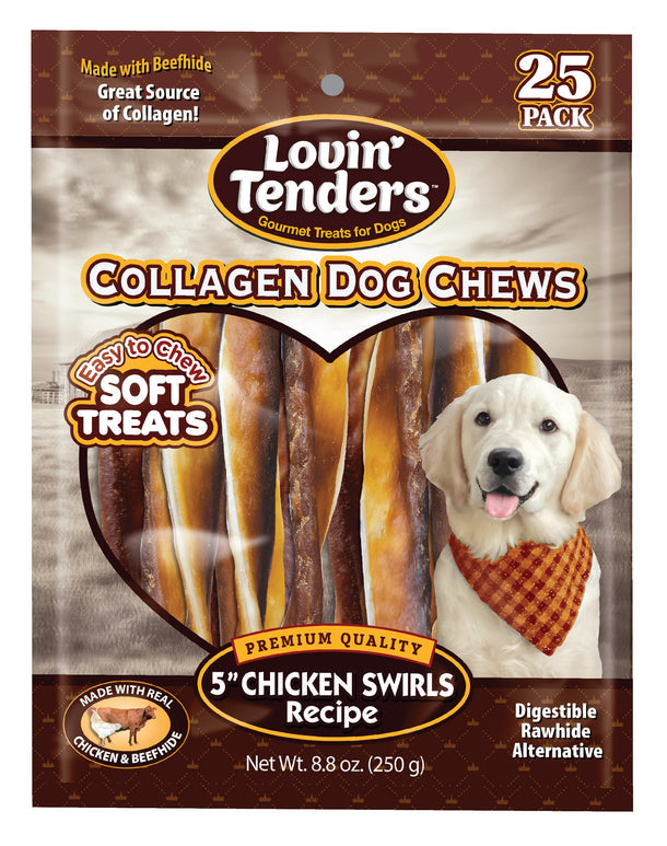 Lovin Tenders Collagen Dog Chews 5" Chicken Basted Twisted ROLLS Recipe