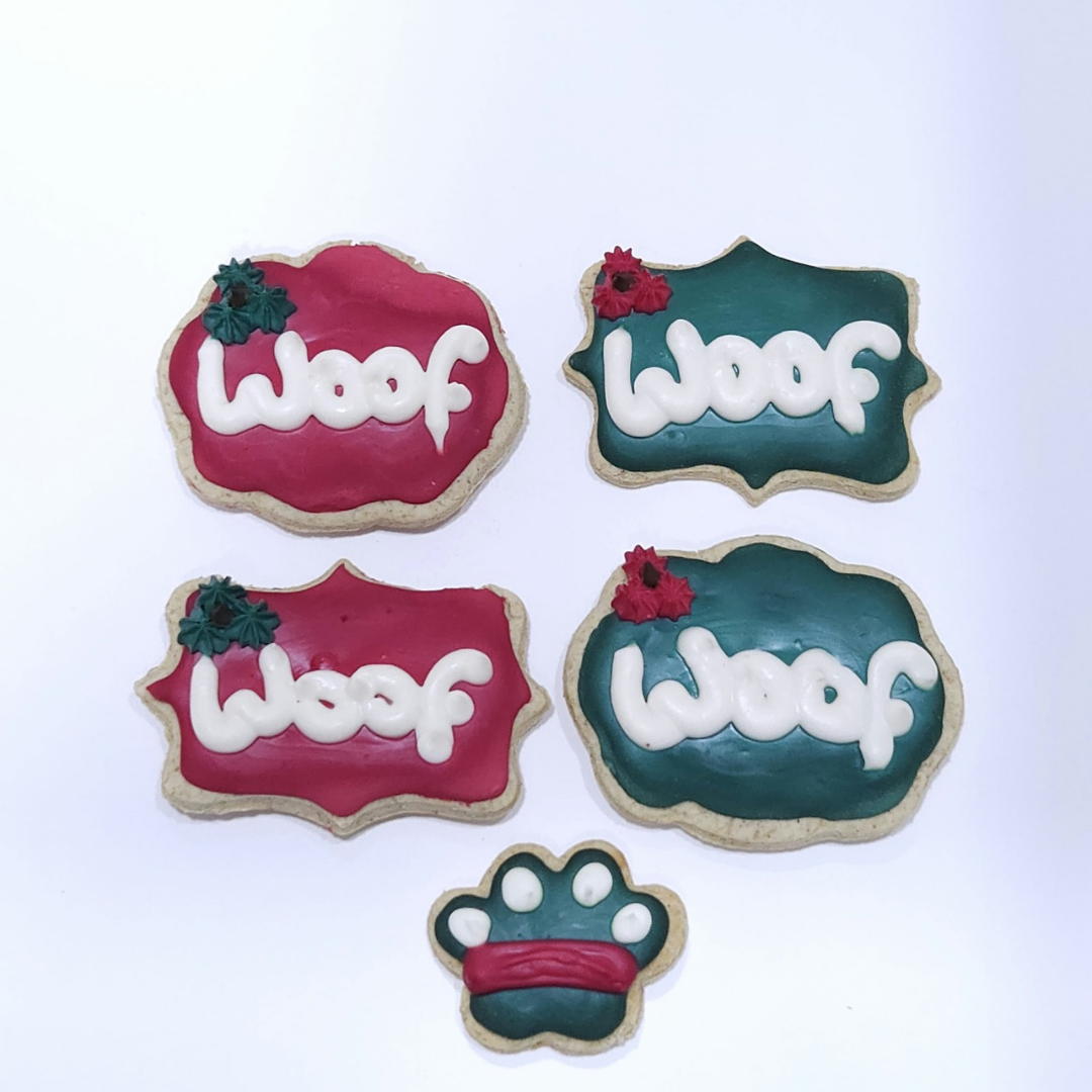 dog christmas woof cookie