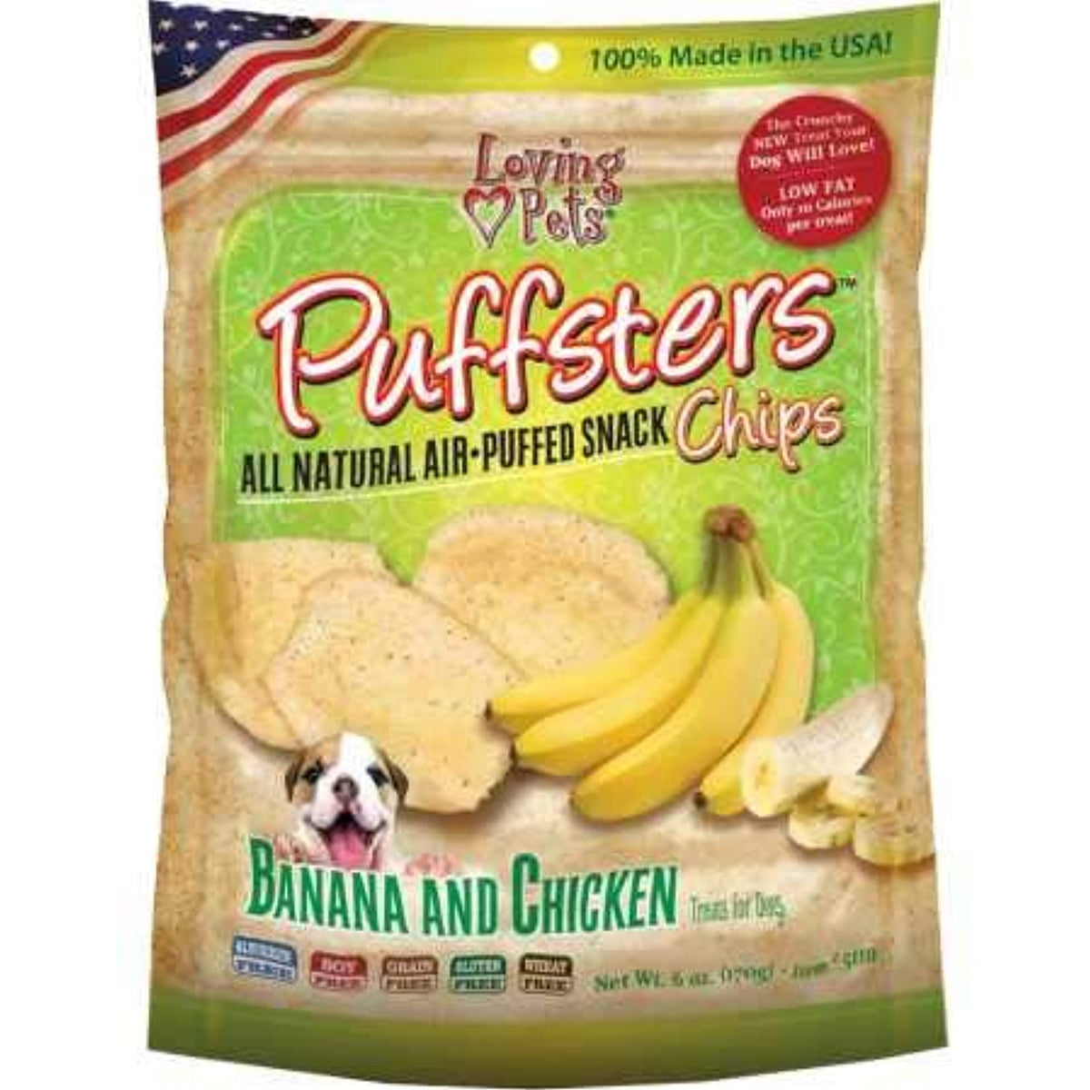 Loving Pets Puffsters Banana and Chicken Chip Treats for Dogs