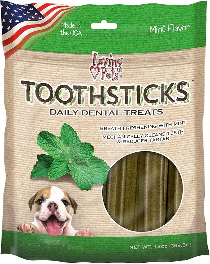 Loving Pets Toothsticks - Fresh Mint Dental Sticks For Dogs