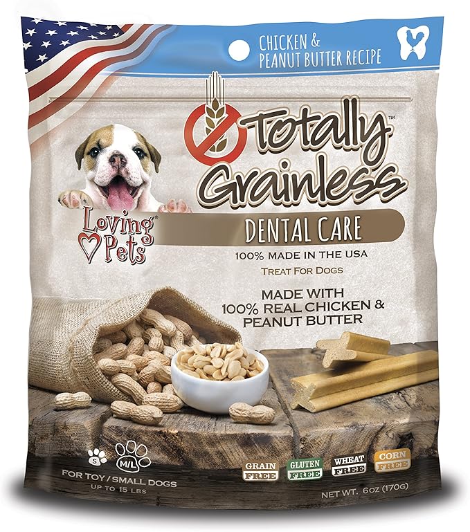 Loving Pets Totally Grainless Peanut Butter Chicken Dental Sticks For Small Dogs