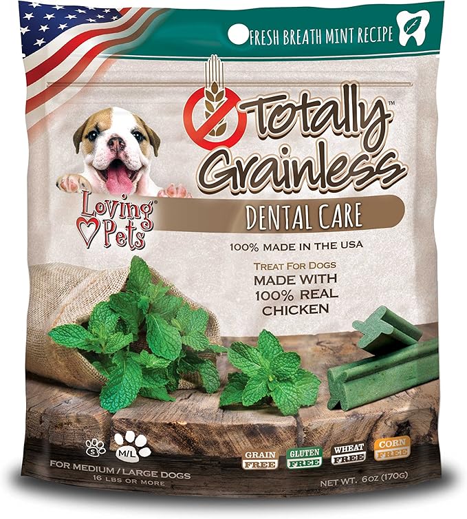 Loving Pets Totally Grainless Fresh Mint Dental Sticks For Medium/Large Dogs