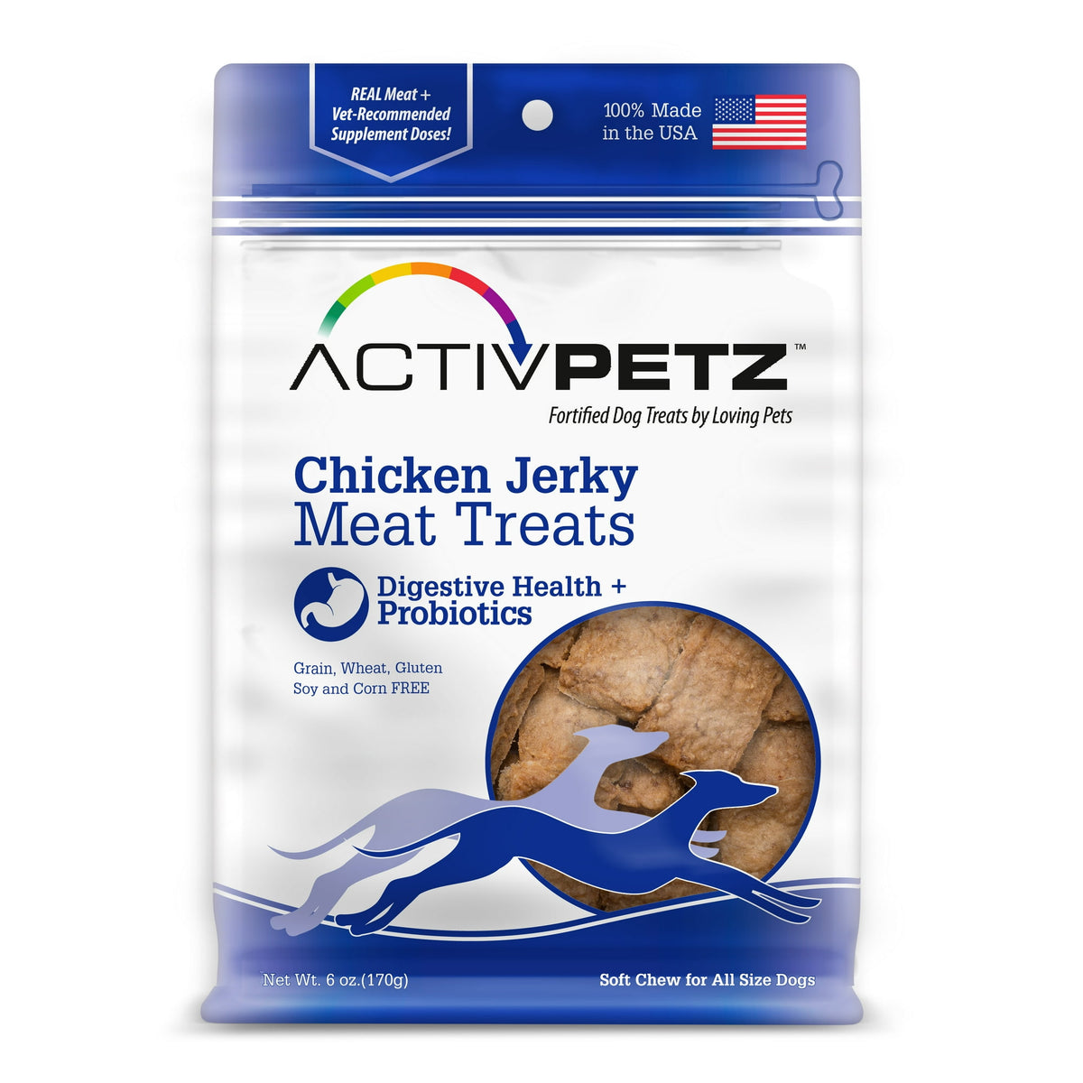 Loving Pets Activpetz - Chicken Jerky Dog Treats (Digestive and Probiotic Formula)