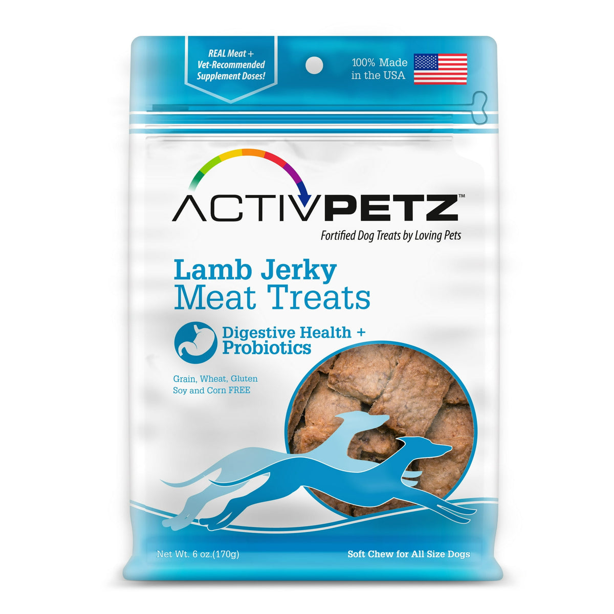 Loving Pets Activpetz - Lamb Jerky Dog Treats (Digestive and Probiotic Formula)