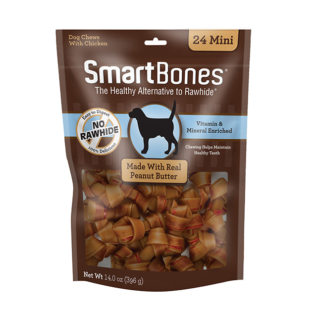 Peanut Butter Classic Bone Chews - 24 Mini