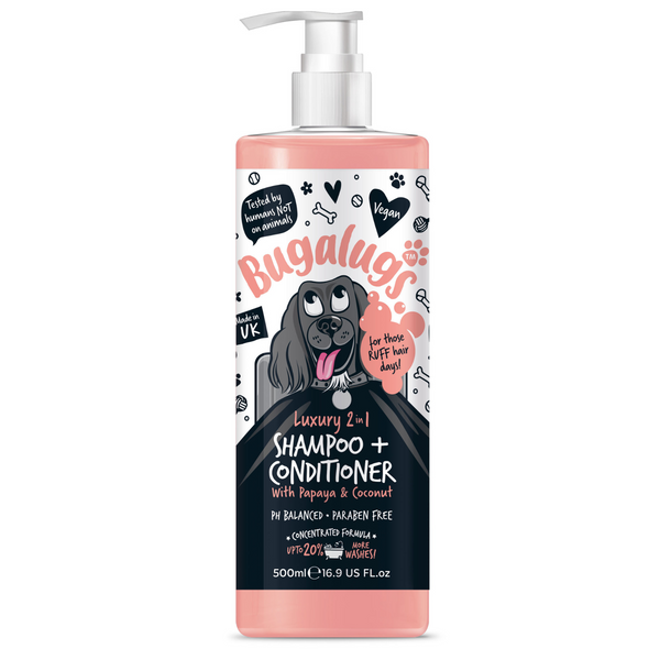 Bugalugs Luxury 2 in 1 Dog Shampoo & Conditioner with Papaya & Coconut